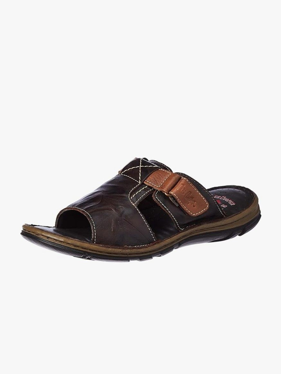 

Lee Cooper Men Leather Velcro Comfort Sandals, Brown