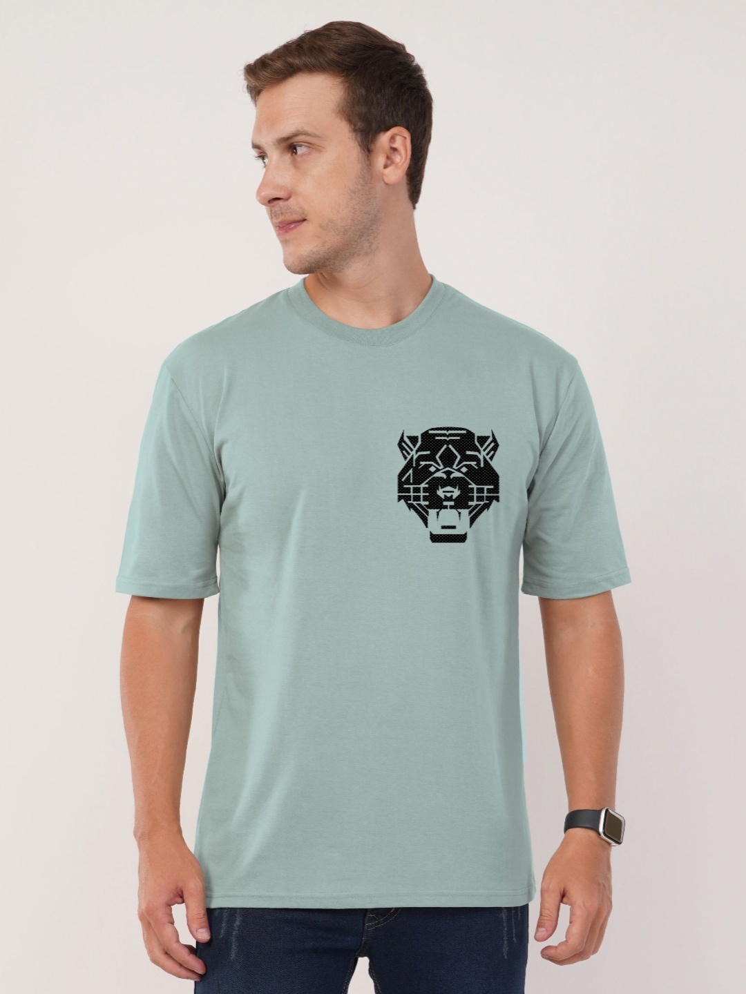 

AUSK Men Printed Raw Edge T-shirt, Sea green