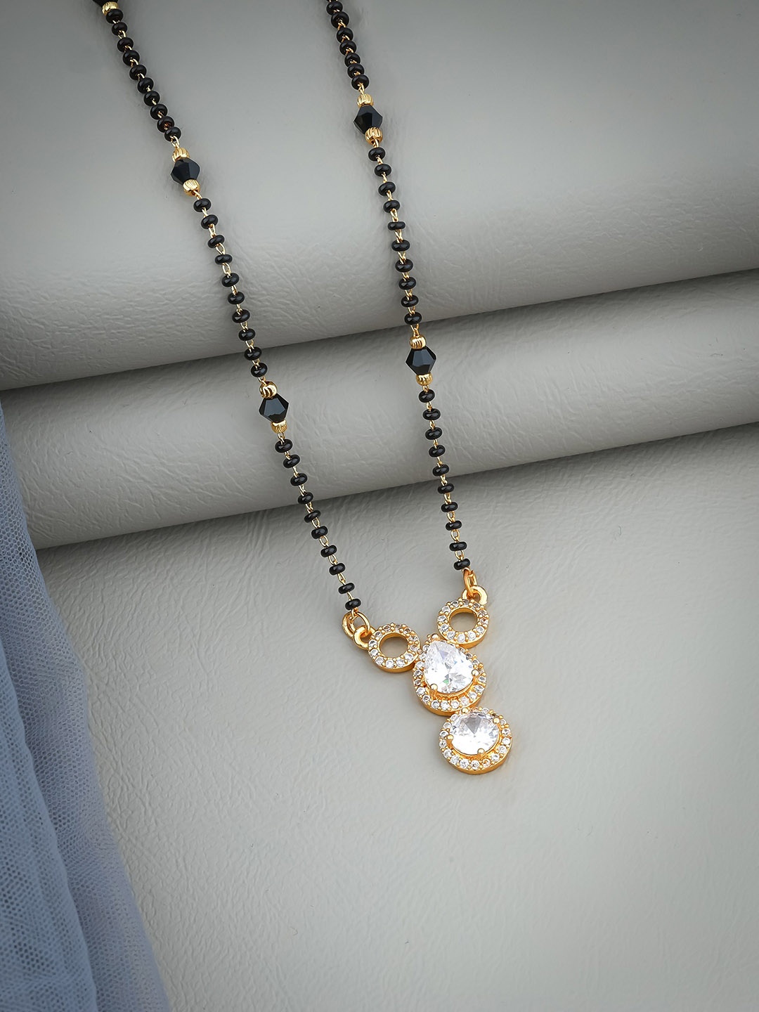 

Wynona Gold-Plated Stone Studded & Beaded Mangalsutra