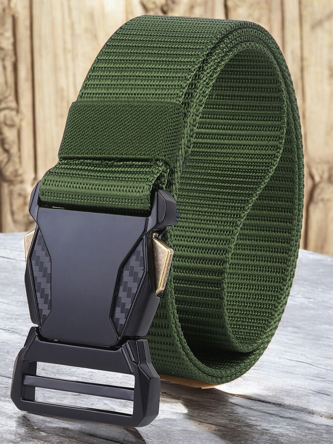

glitchez Men Textured Formal Belt, Green