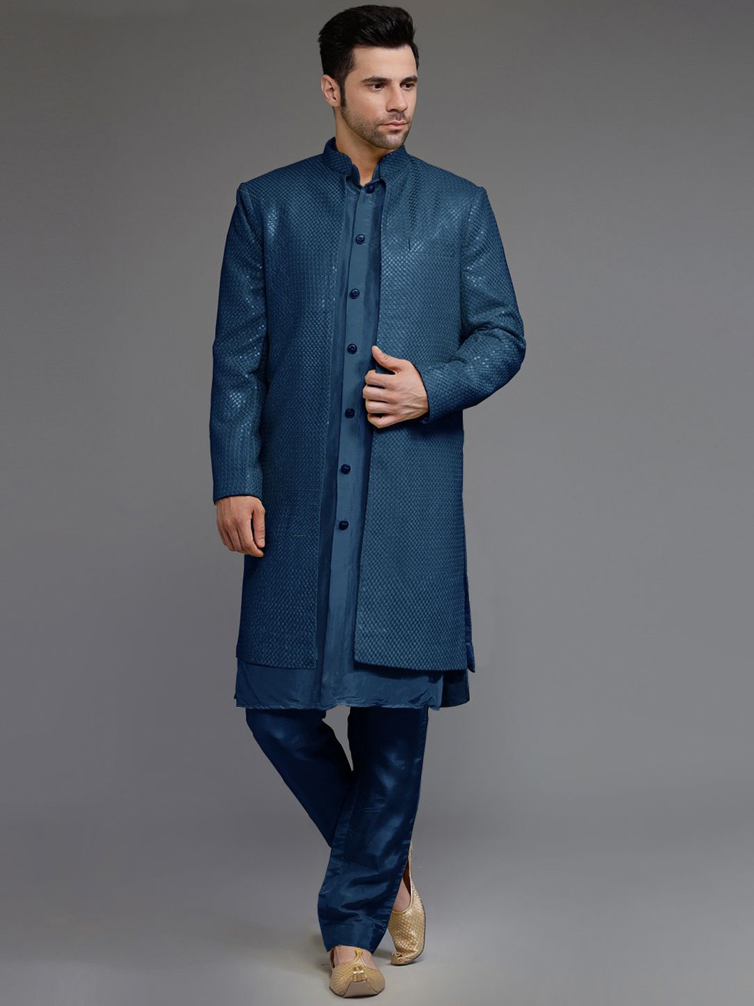 

Utsav Fashion Embroidered Sherwani Set, Teal