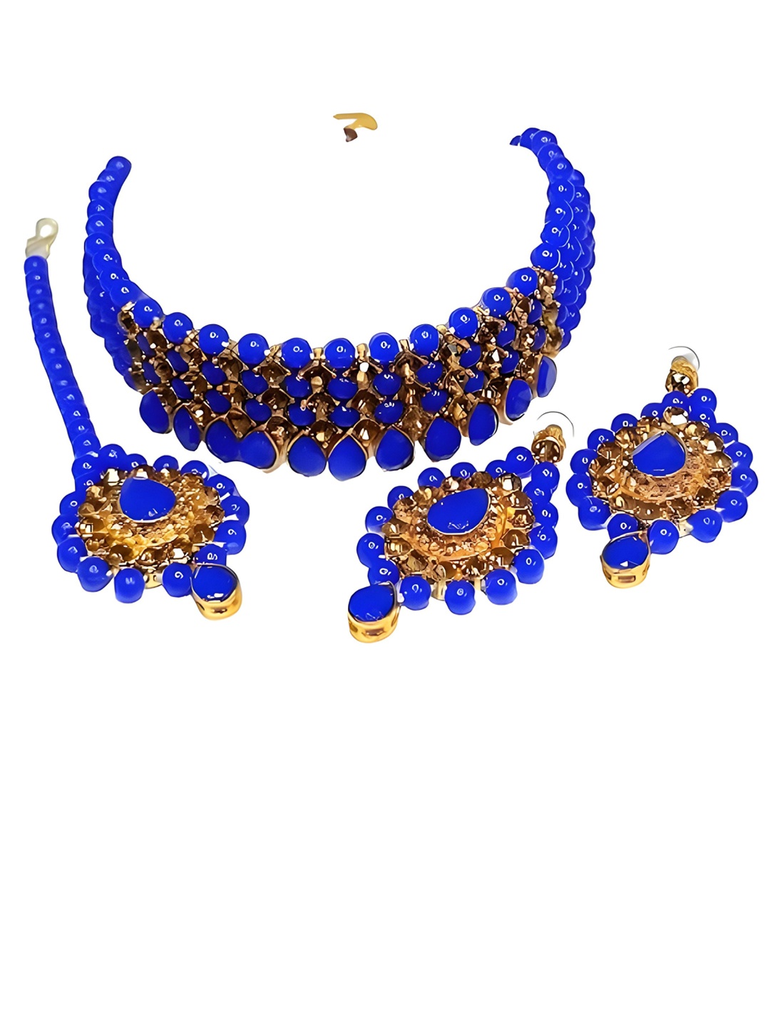 

JMBW INTERNATIONAL Gold-Plated Stone-Studded & Beaded Antique Jewellery Set