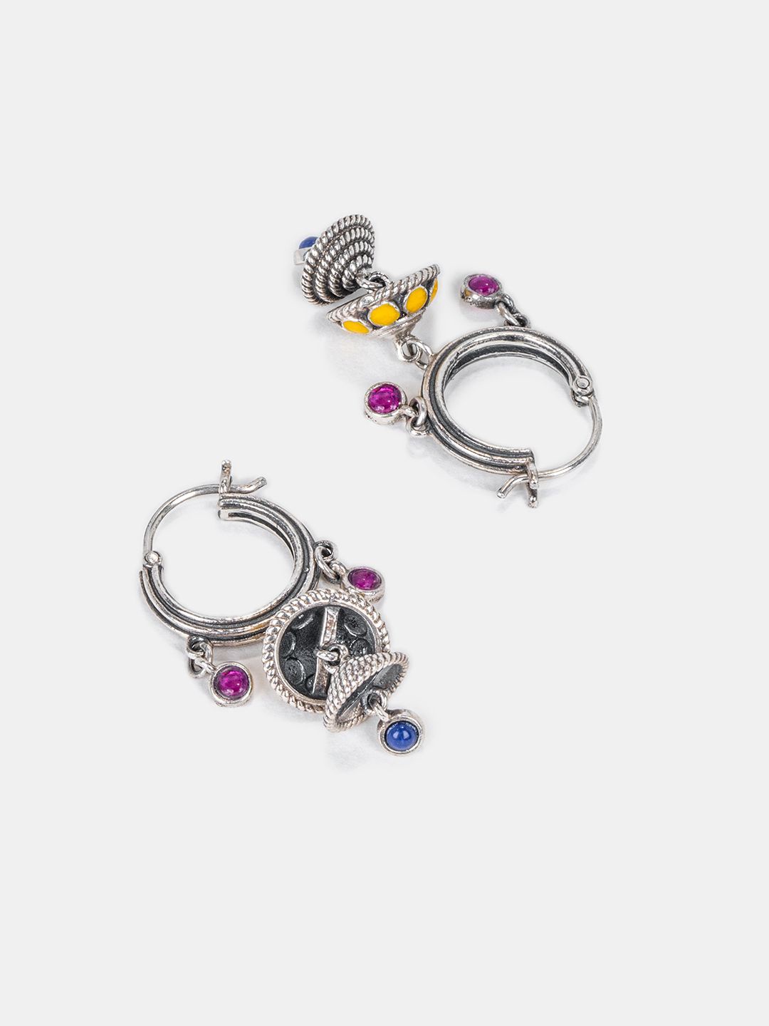 

SHAYA 925 Sterling Silver Oxidised Phulwadi Work Hoop Earrings
