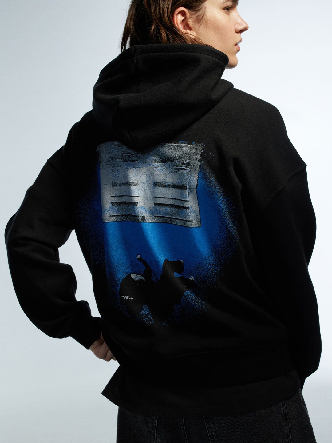 

H&M Oversized Printed Hoodie, Black