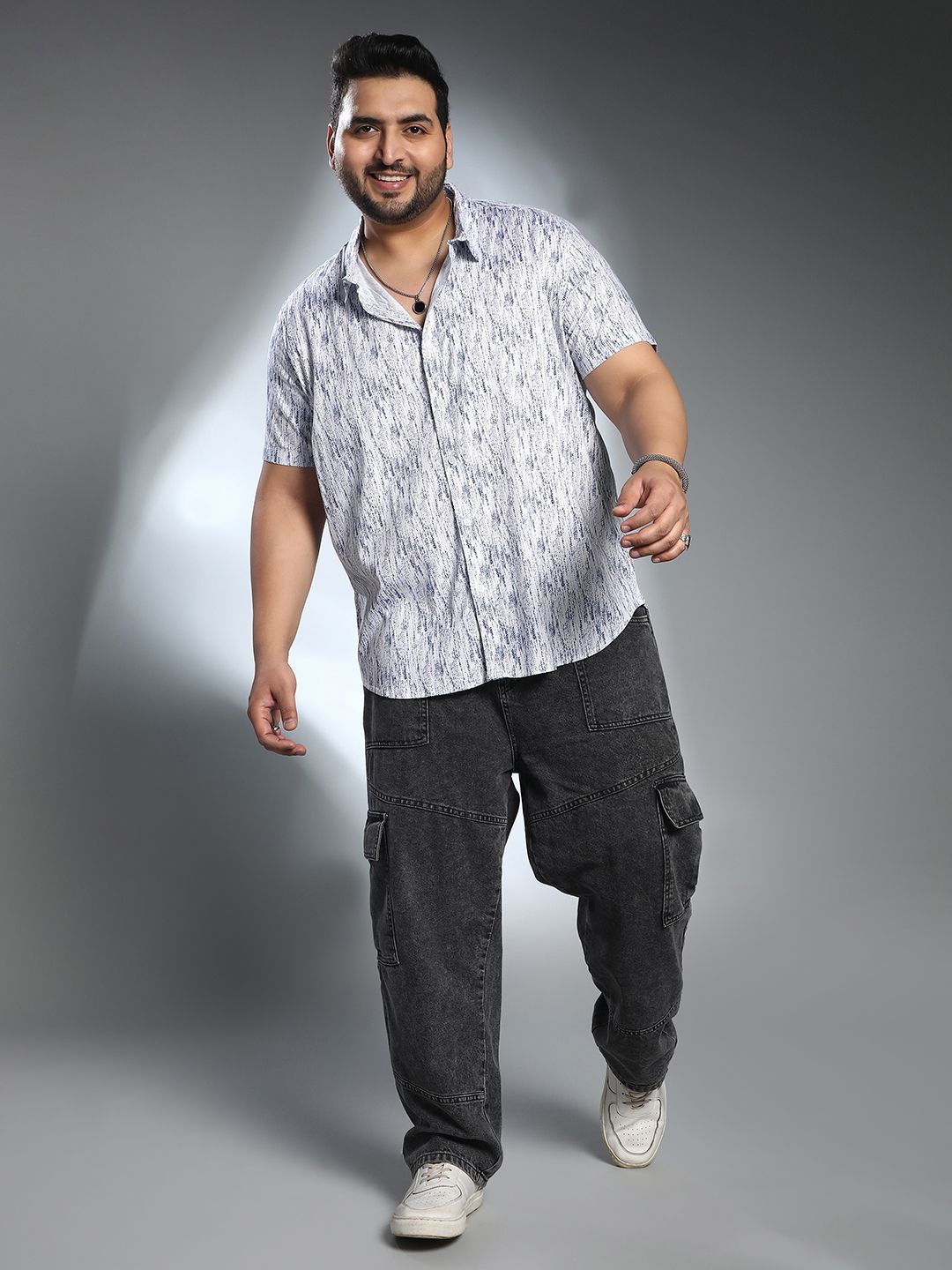 

Instafab Plus Size Men Comfort Abstract Printed Pure Cotton Casual Shirt, White