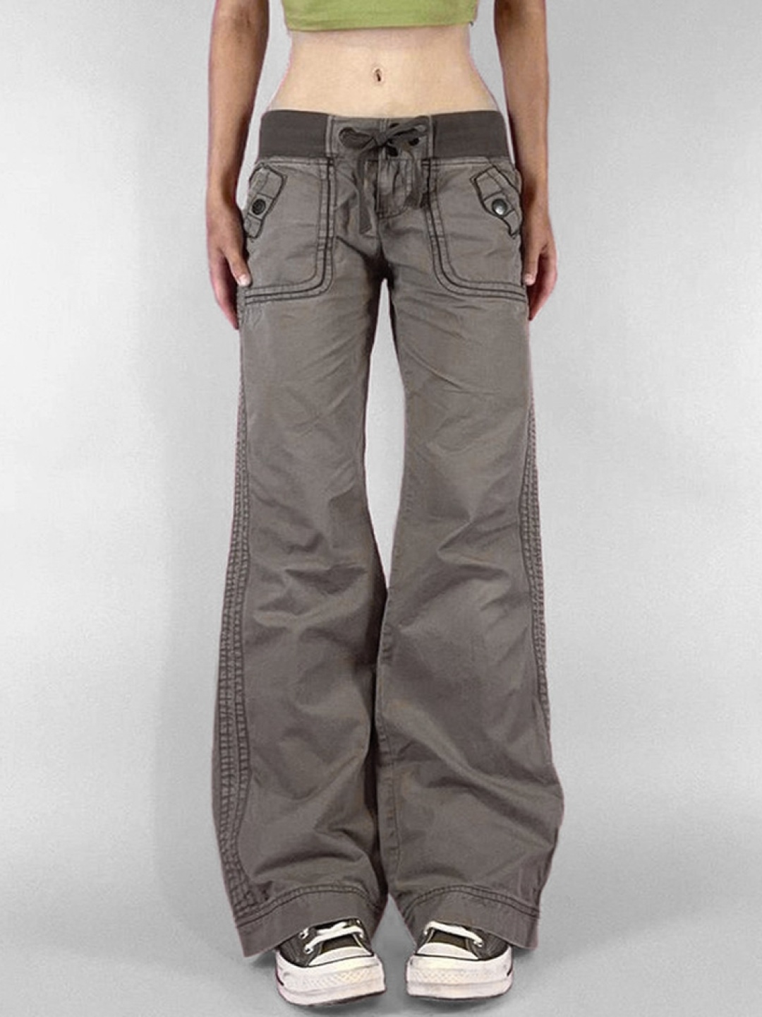

LULU & SKY Women Mid-Rise Flared Wide Leg Jeans, Grey