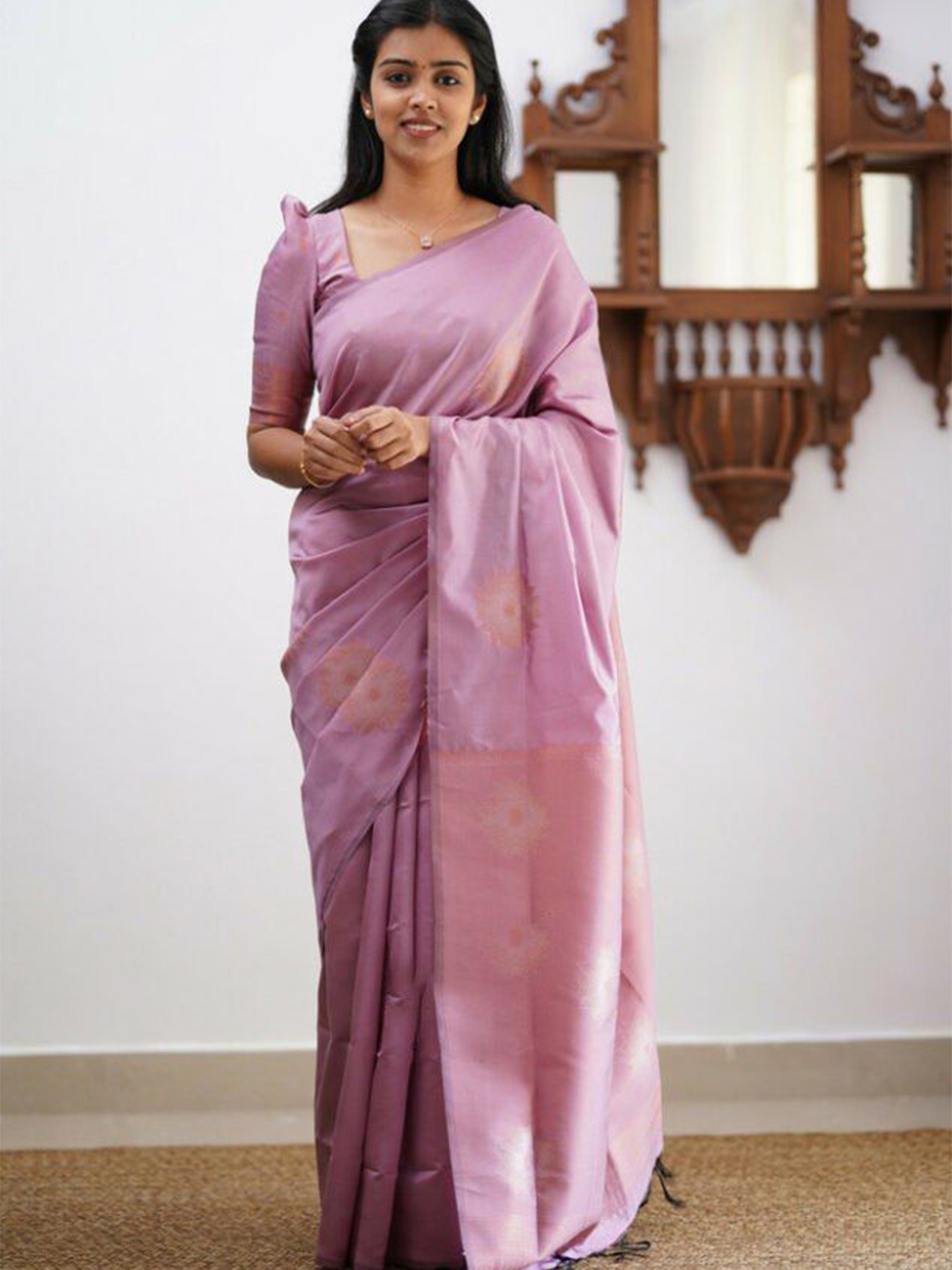 

Visit Wear Ethnic Motifs Woven Design Zari Pure Silk Banarasi Saree, Lavender