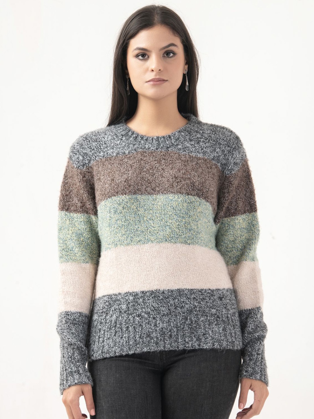 

Albion By CnM Women Colourblocked Pullover, Purple