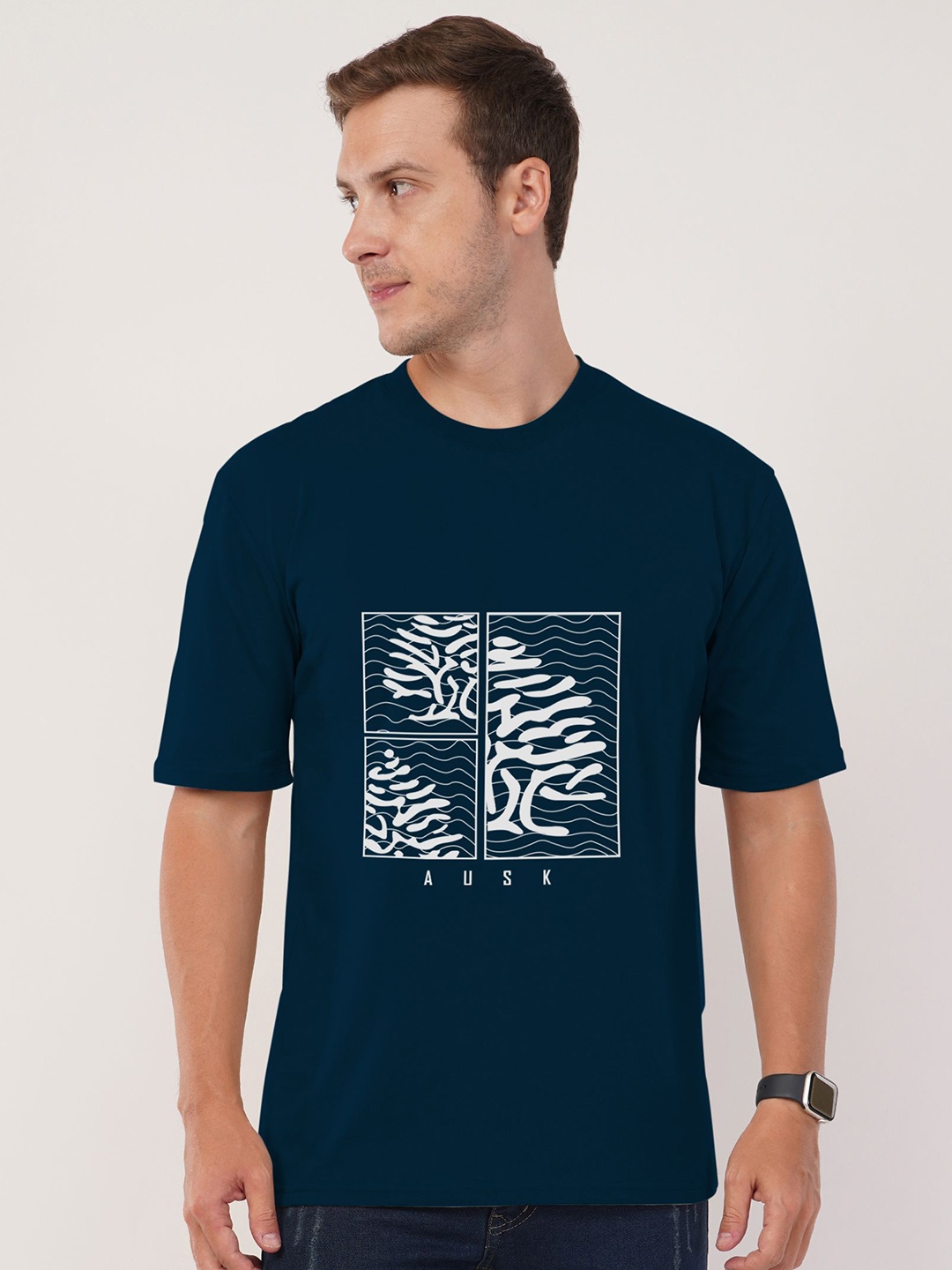 

AUSK Men Printed T-shirt, Navy blue