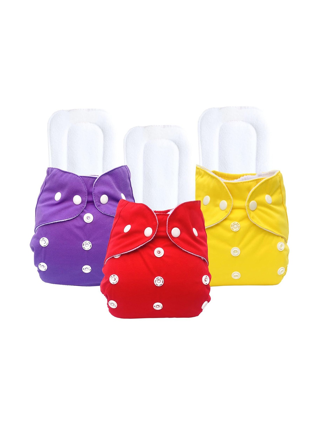 

Kritiu Kids Set Of 3 Reusable Waterproof Cloth Diaper With Insert Pad, Purple