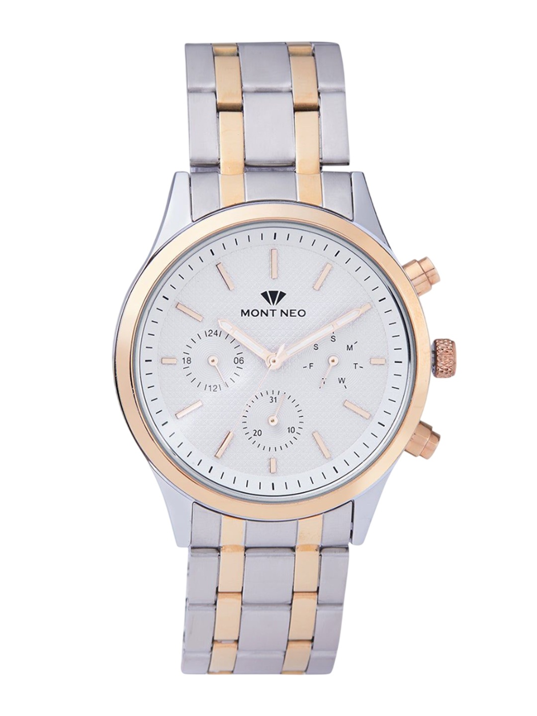 

MONT NEO Men Dial & Bracelet Style Straps Analogue Watch 8012C-M4404, Silver