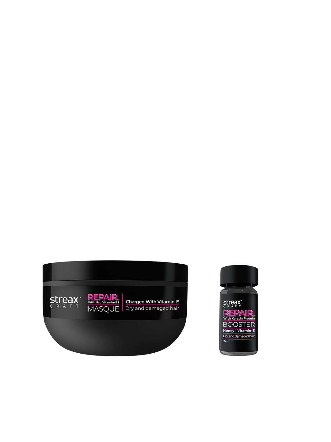 

Streax Set of Craft Repair Masque - 200g & Craft Repair Booster - 10ml, Black