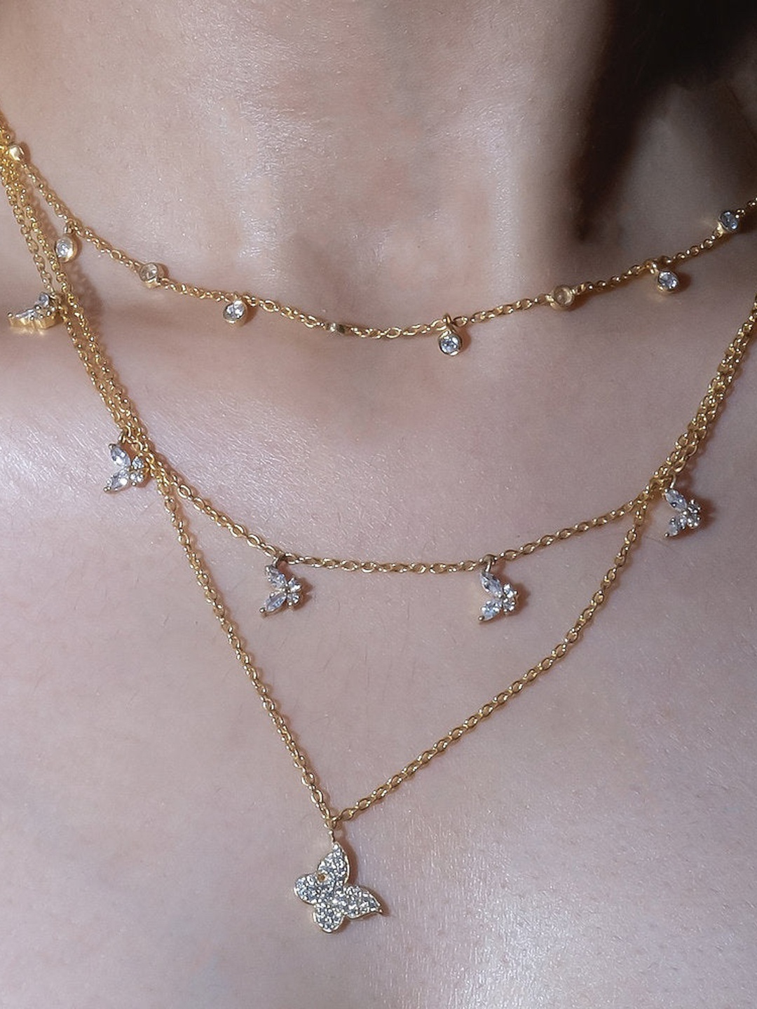 

Anushka Jain Jewellery 925 Sterling Silve Gold-Plated Tilted Butterfly Necklace