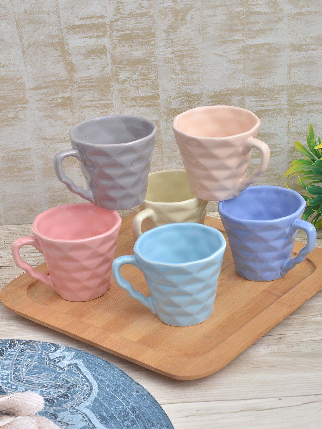 

FABINALIV Blue & Yellow Ceramic Cups 100ml