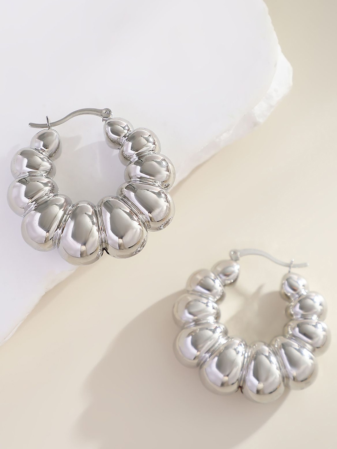 

StyleCast x Revolte Silver-Plated Oval Chunky Hoop Earrings