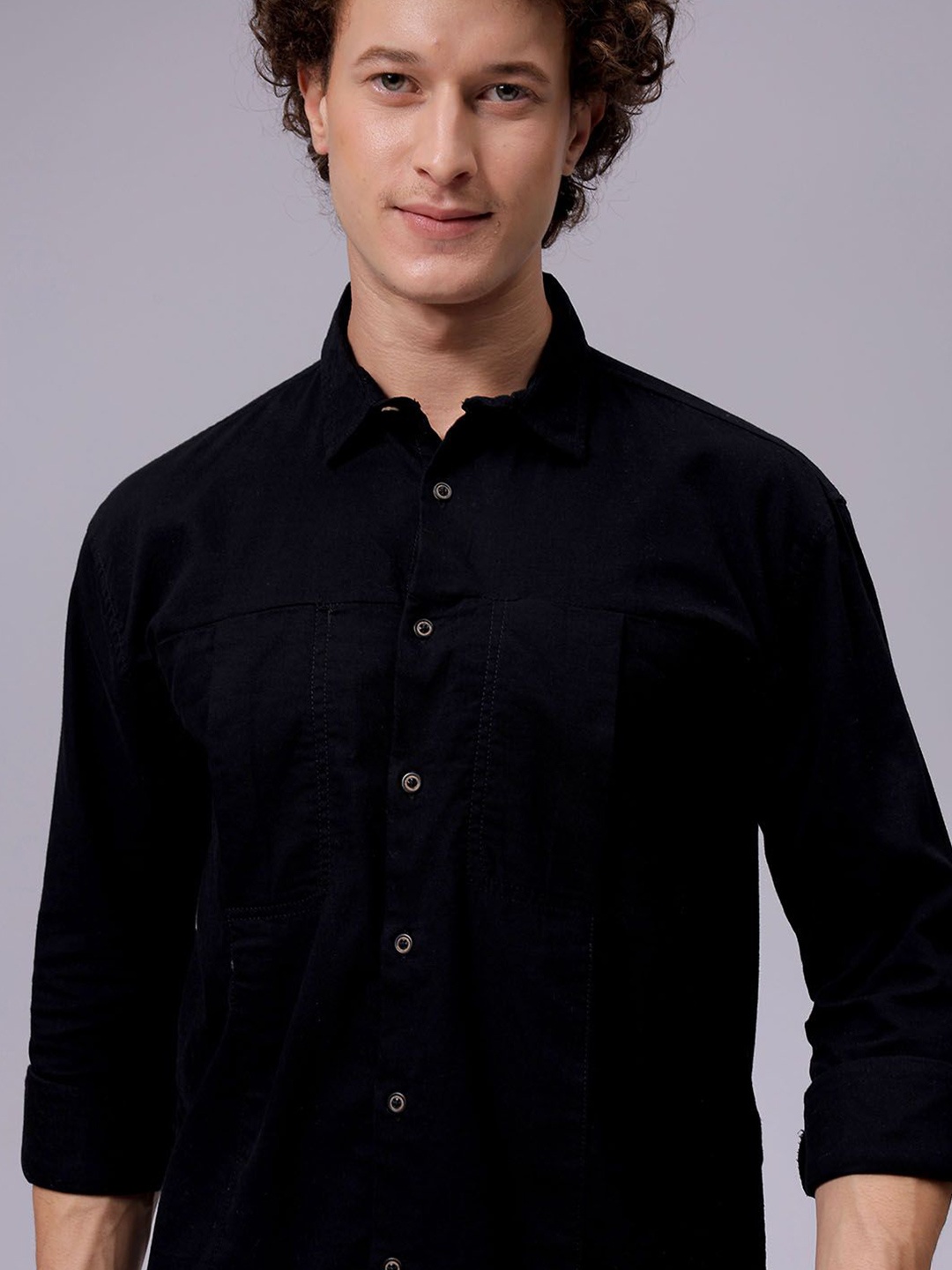 

The Indian Garage Co Men Cotton Relaxed Fit Solid Resortwear Shirt, Black