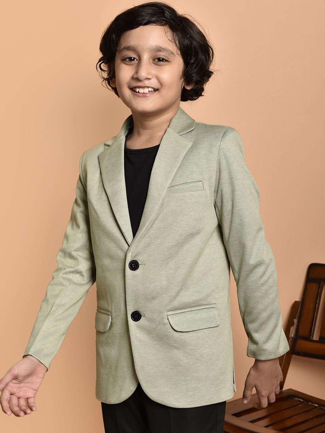 

PRINTINDIA Boys Slim Fit Notched Lapel Single-Breasted Blazer, Grey