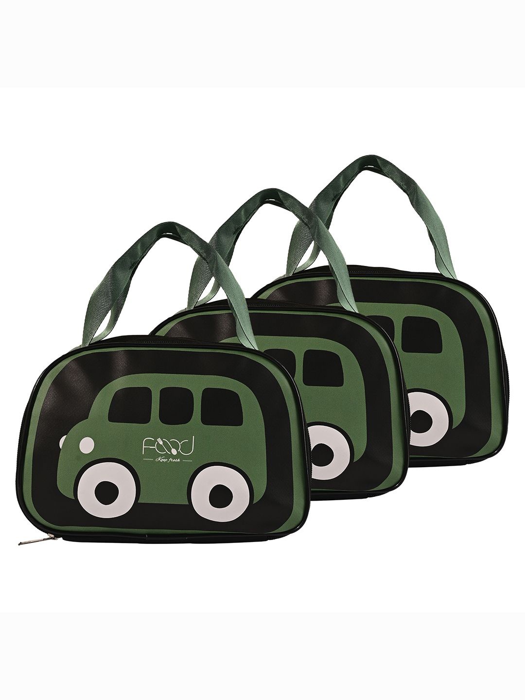 

Kuber Industries Kids Set of 3 Car Printed Lunch bags Travel Accessory, Black