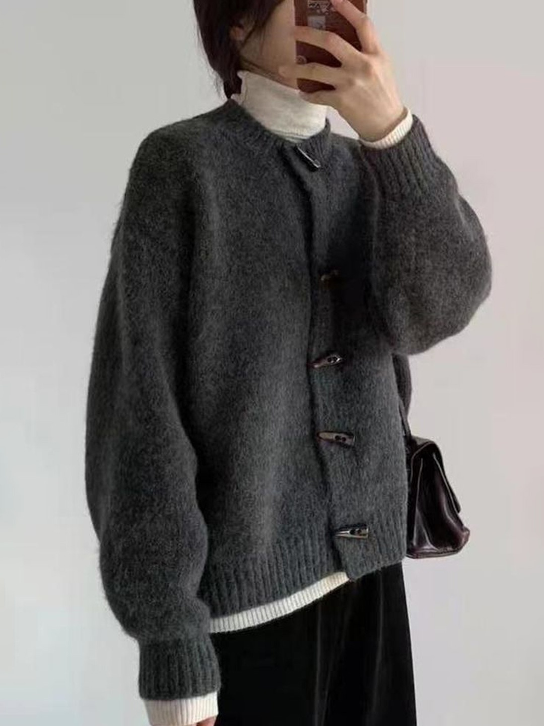 

LULU & SKY Women Round Neck Cardigan, Grey
