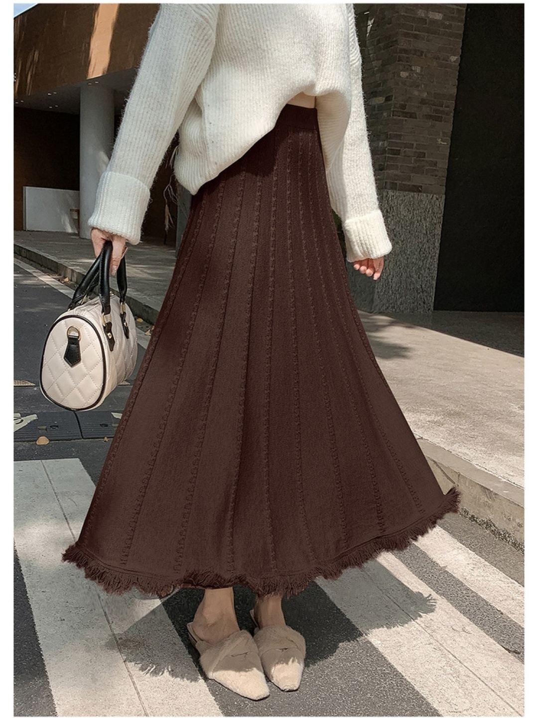 

LULU & SKY Women A-Line Maxi Skirt, Coffee brown