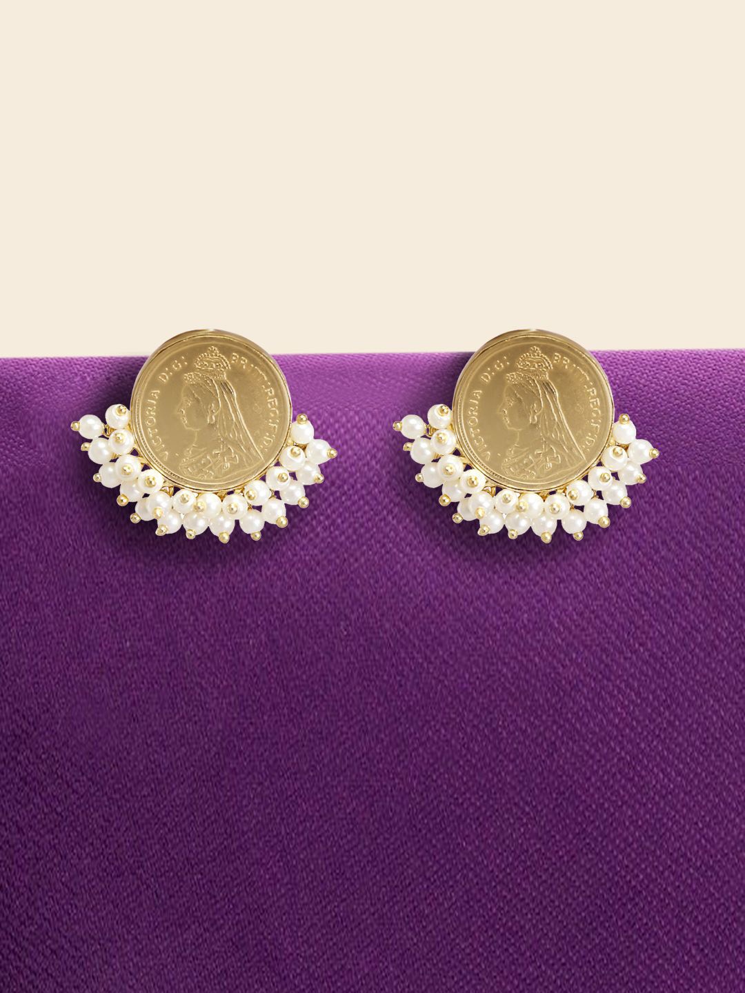 

Yinara Gold Plated Pearls Studded Contemporary Studs Earrings