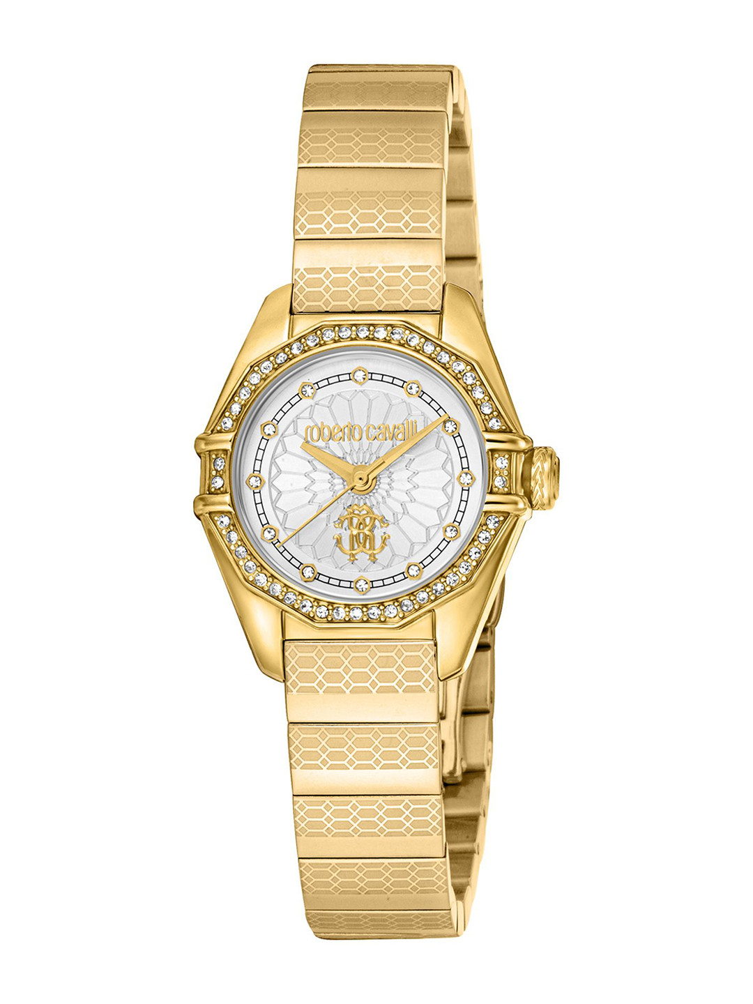 

Roberto Cavalli Women Embellished Dial & Stainless Steel Straps Analogue Watch RC5L054M0055, Gold