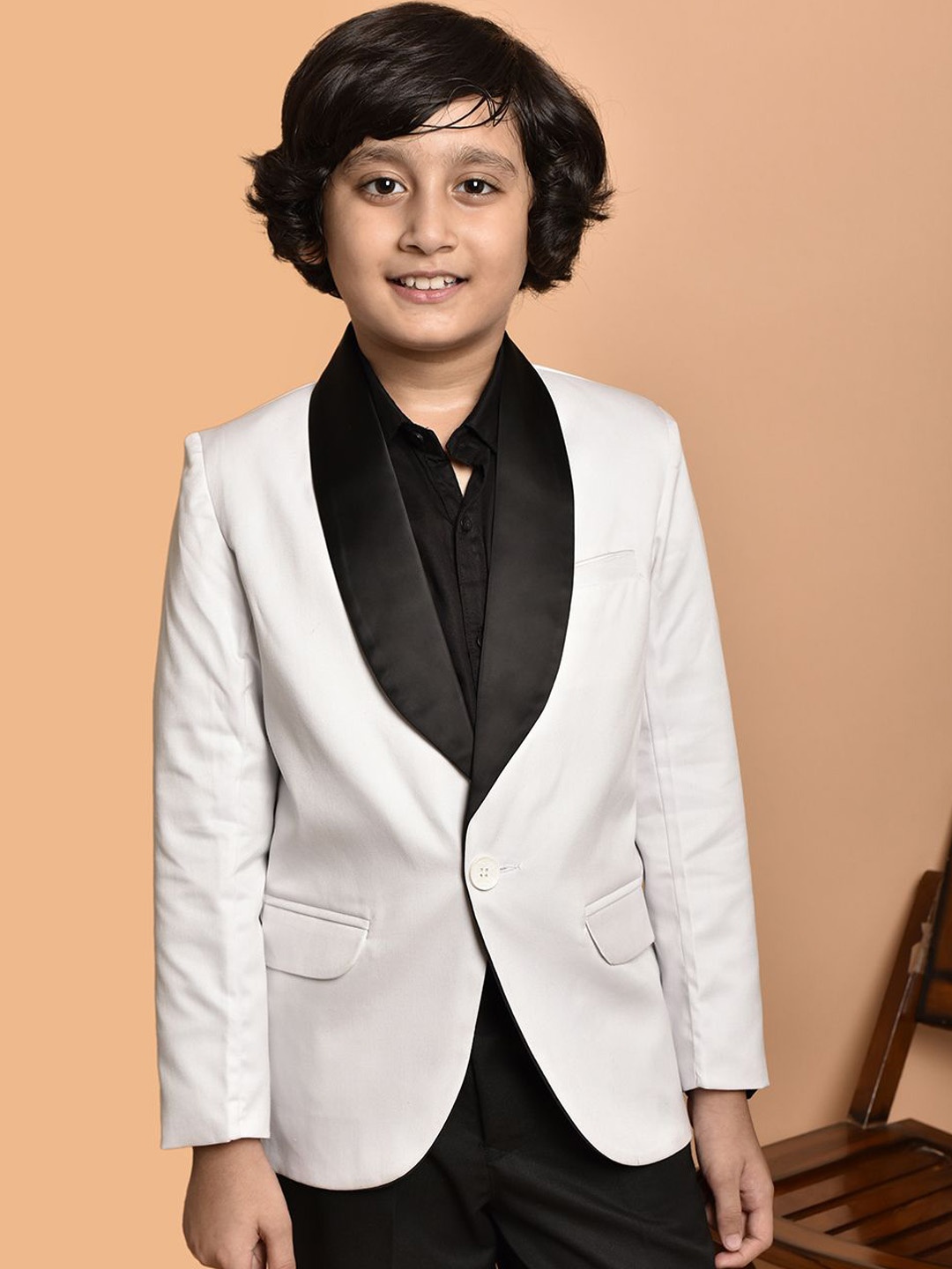 

PRINTINDIA Boys Slim-Fit Single-Breasted Blazer, White
