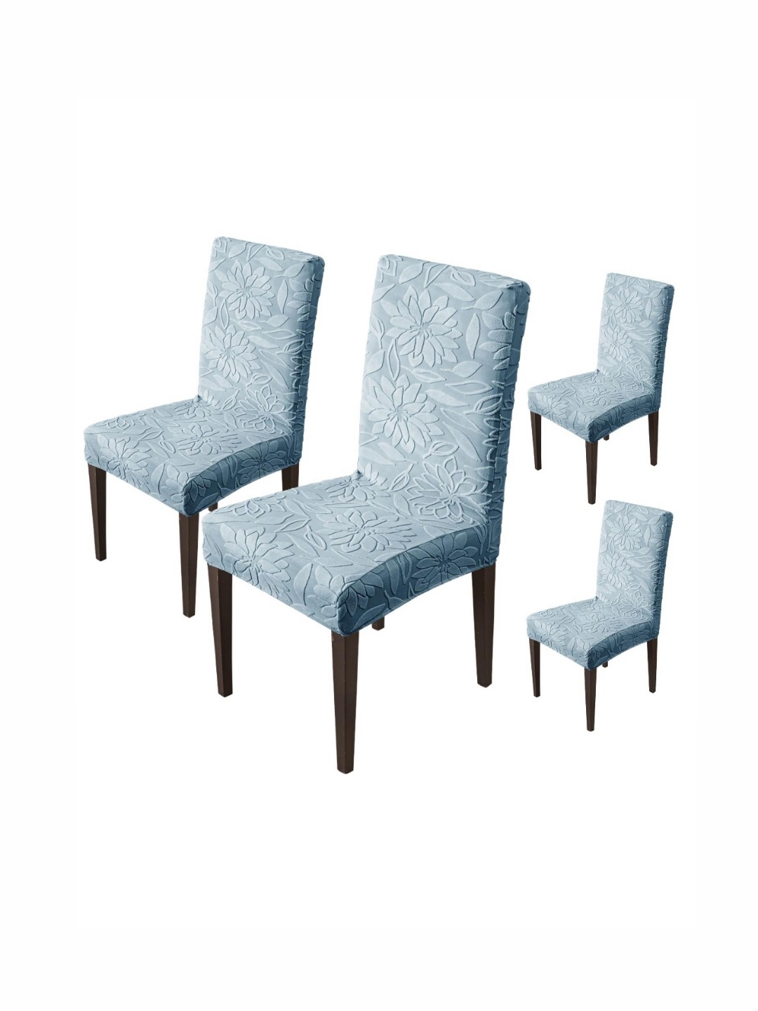 

HOUSE OF QUIRK Blue 4 Pieces Floral Waterproof Dining Chair Covers
