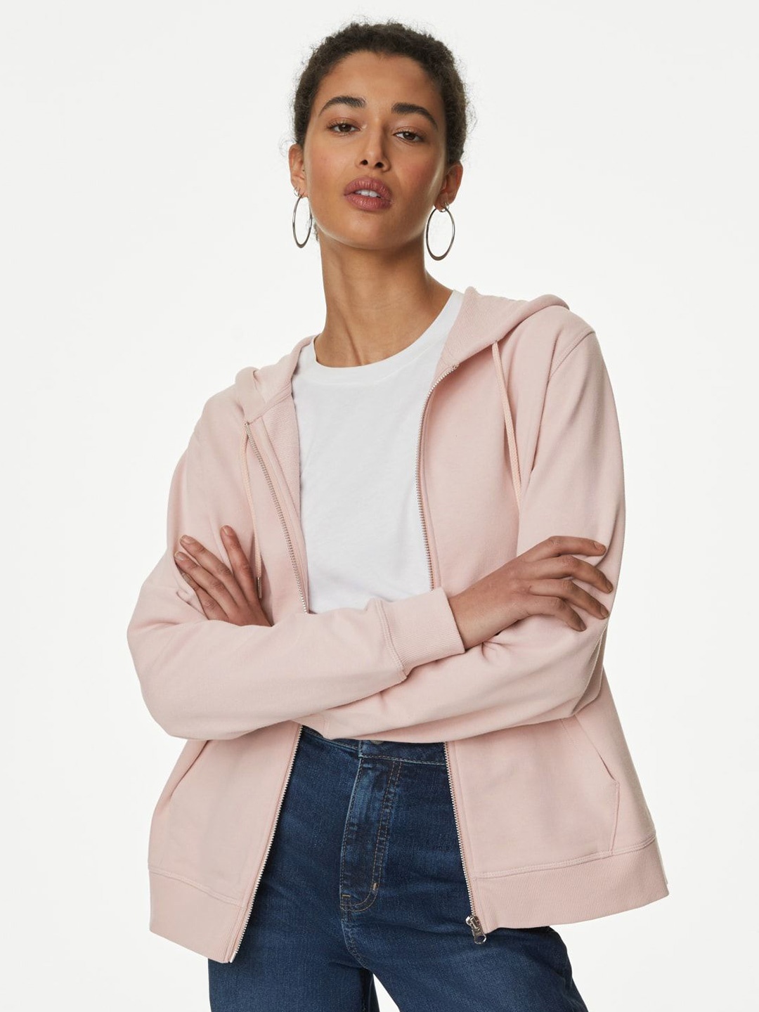

Marks & Spencer Women Hooded Sweatshirt, Pink