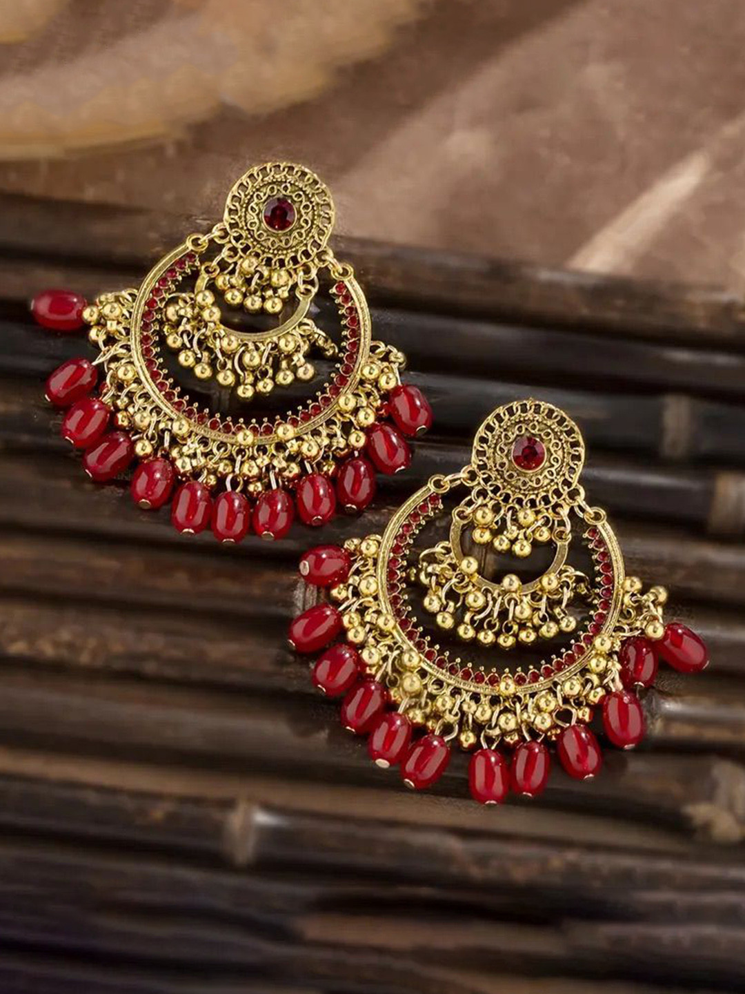 

DressBerry Gold-Plated Beaded Contemporary Chandbalis