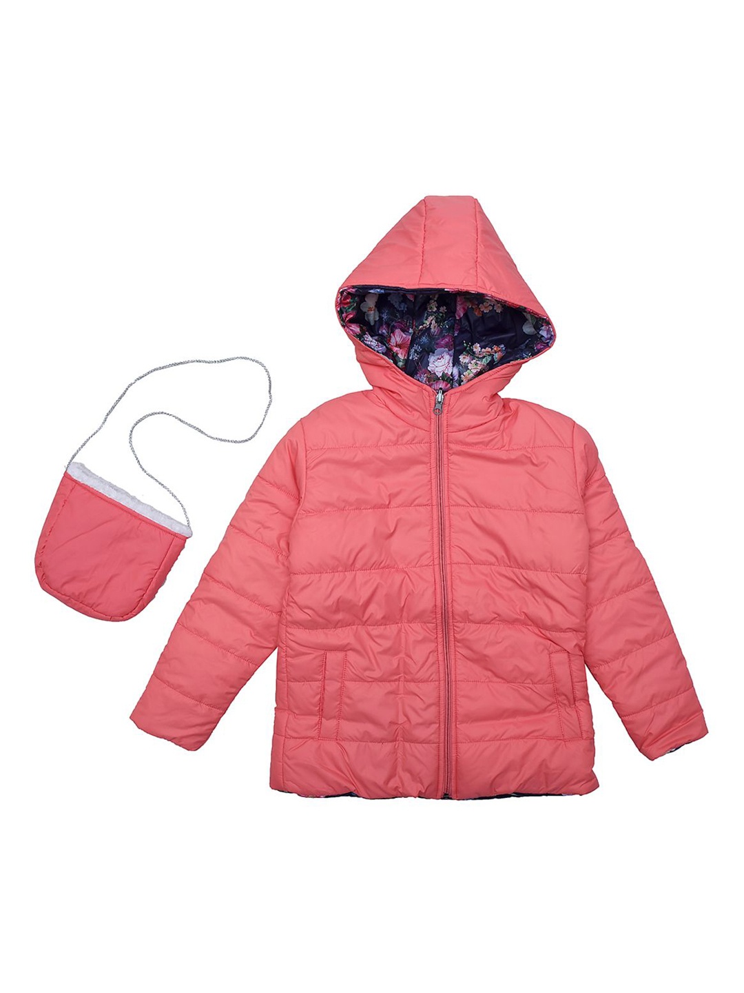 

White Snow Girls Padded Reversible Jacket, Pink