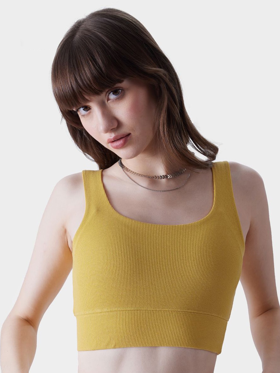 

The Souled Store Cotton Bralette Crop Top, Mustard