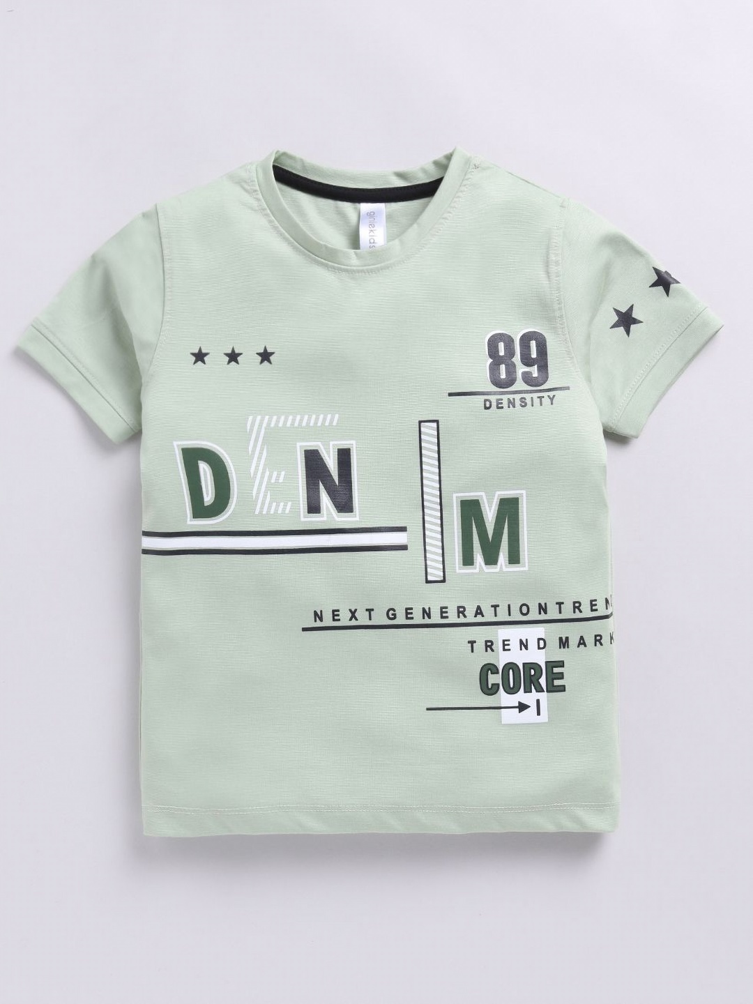 

Ginie Boys Typography Printed Short Sleeves Casual T-shirt, Green