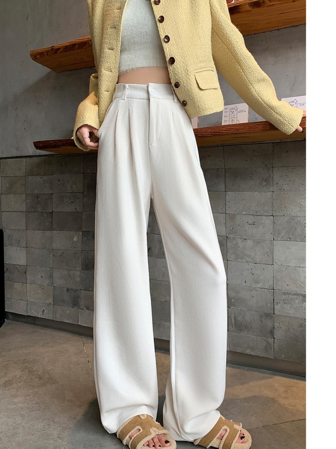 

LULU & SKY Women Loose Fit High-Rise Regular Trousers, White