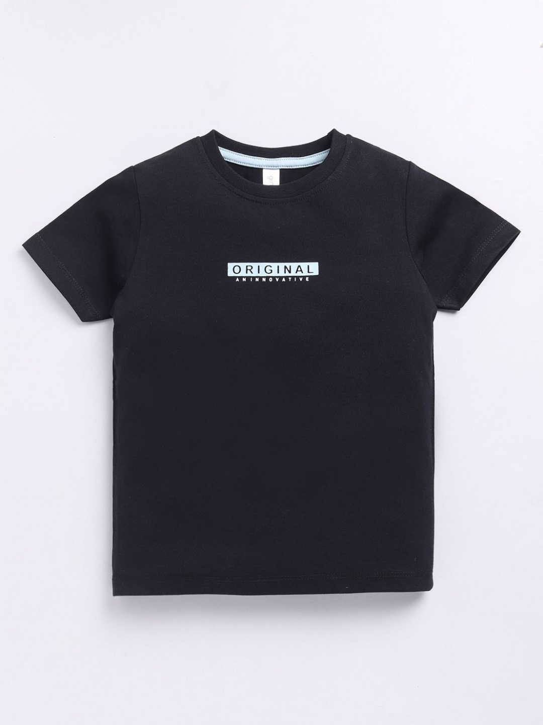 

Ginie Boys Typography Printed Round Neck Cotton T-shirt, Black