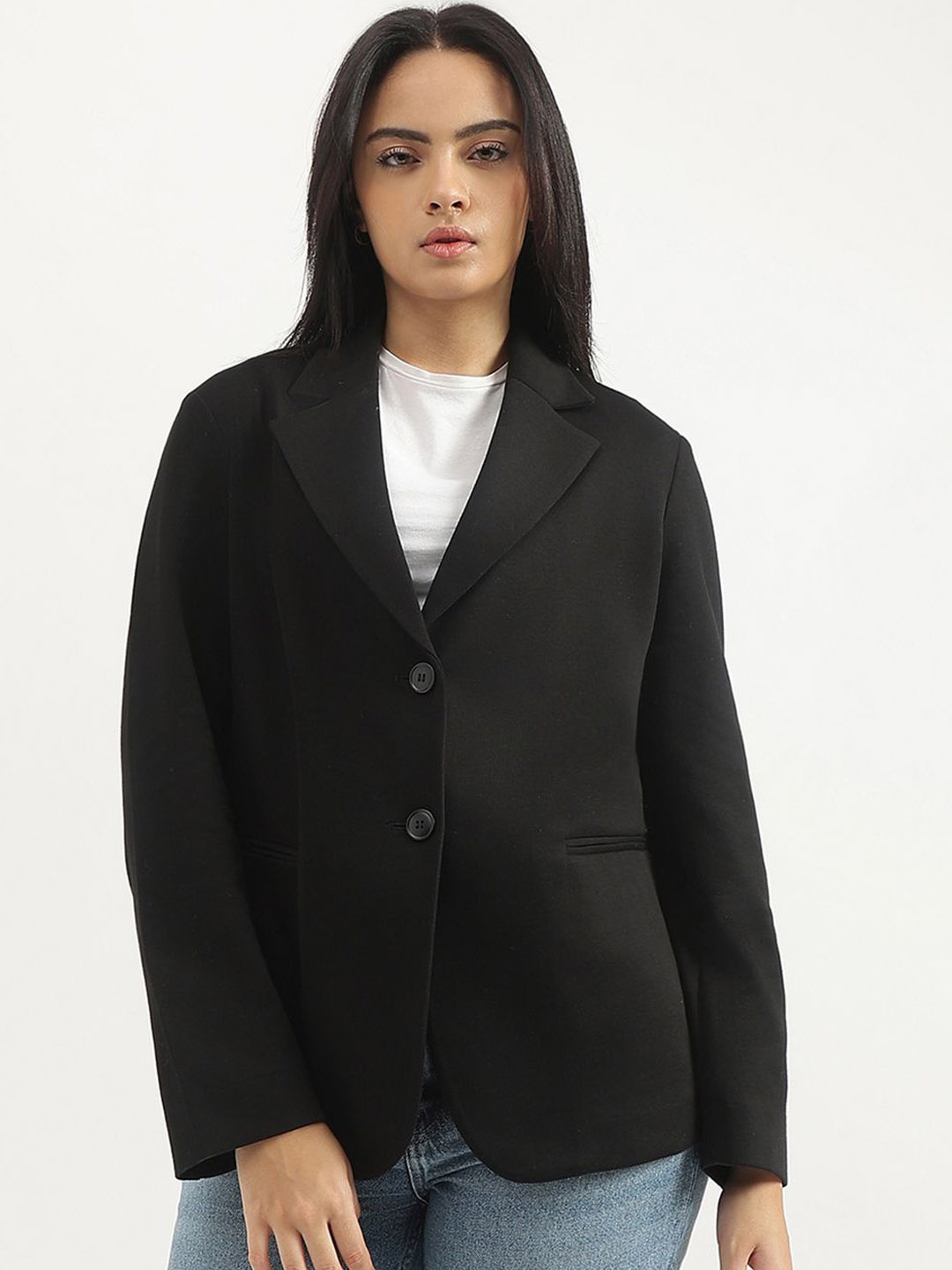 

United Colors of Benetton Peaked Lapel Single Breasted Blazers, Black