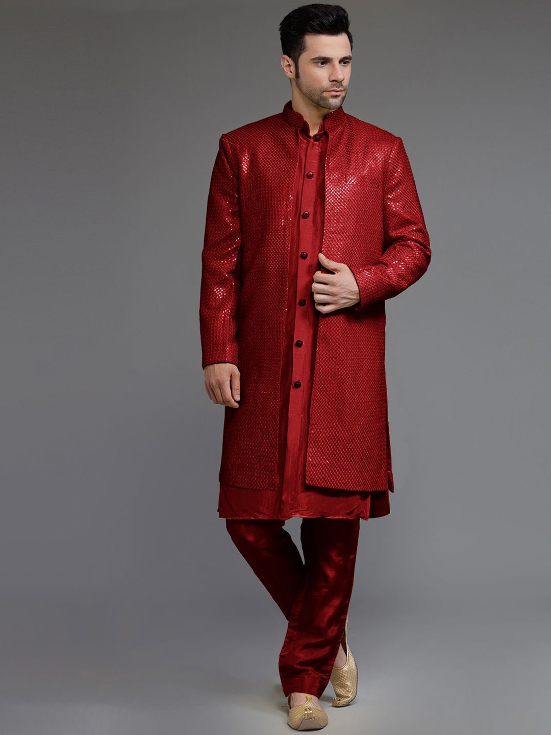 

Utsav Fashion Embroidered Sherwani Set, Maroon