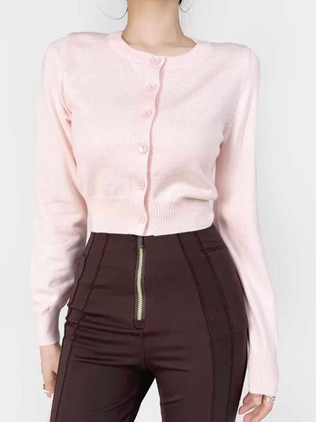 

LULU & SKY Women Ribbed Crop Cardigan Sweaters, Pink