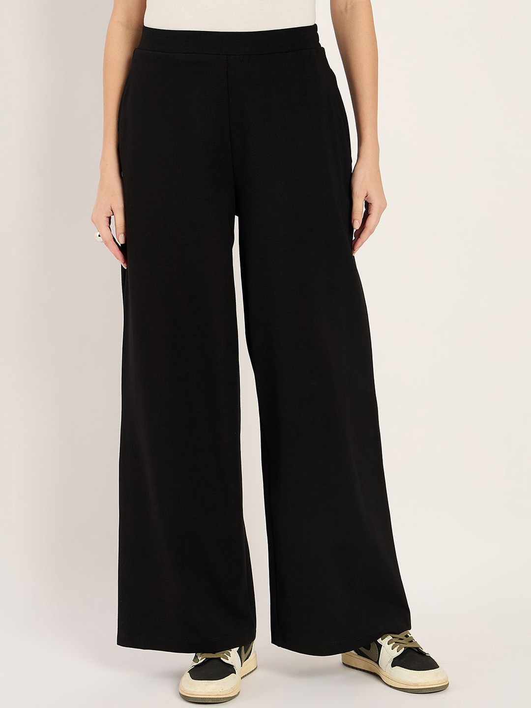 

Femella Women Wide Leg Track Pants, Black