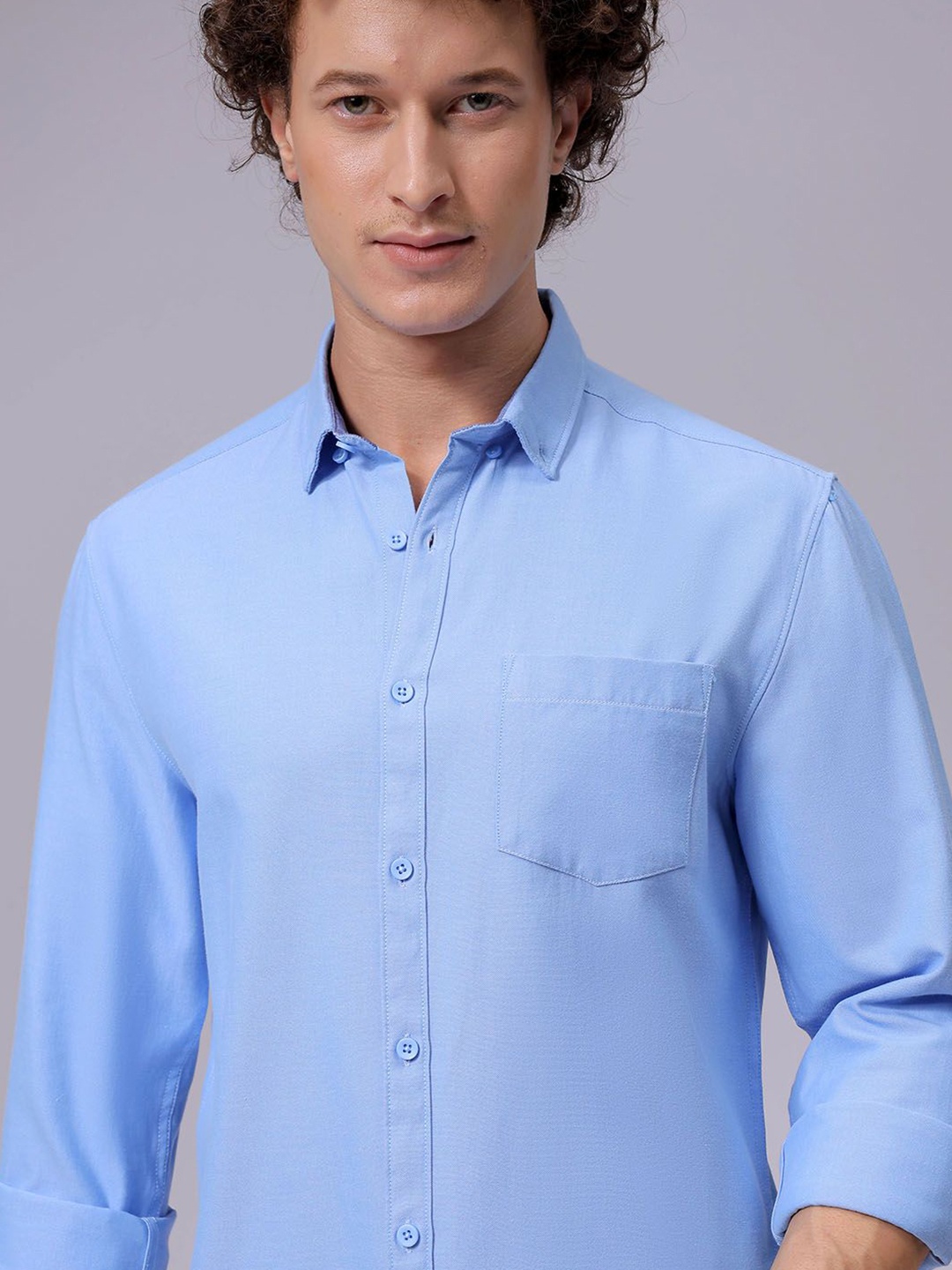 

The Indian Garage Co Men Slim Fit Solid Spread Collar Casual Shirt, Blue