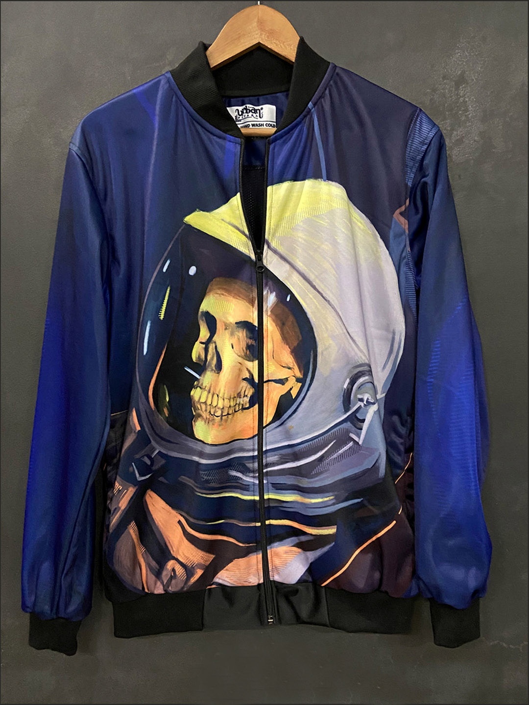 

URBAN PITARA Men Lightweight Outdoor Bomber with Patchwork Jacket, Blue