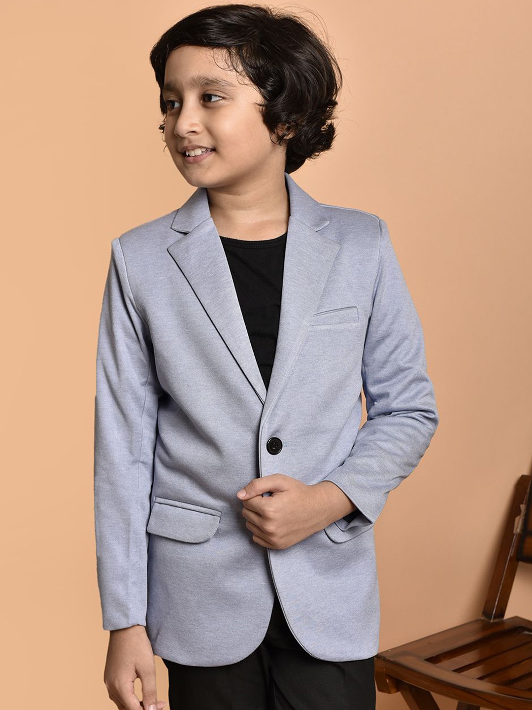 

PRINTINDIA Boys Slim-Fit Notched Lapel Single Breasted Blazers, Blue