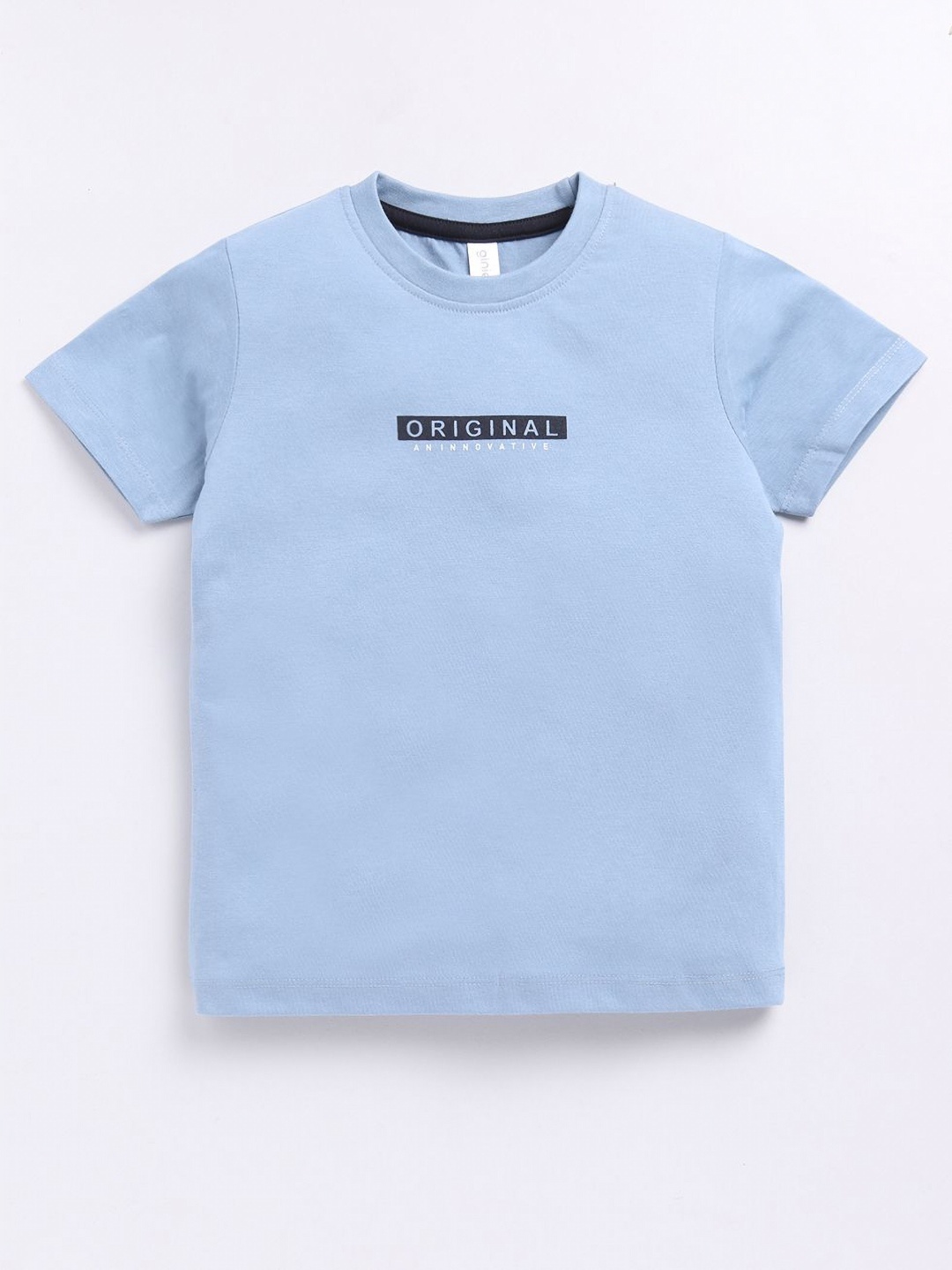 

Ginie Boys Typography Printed Round Neck Pure Cotton T-shirt, Blue