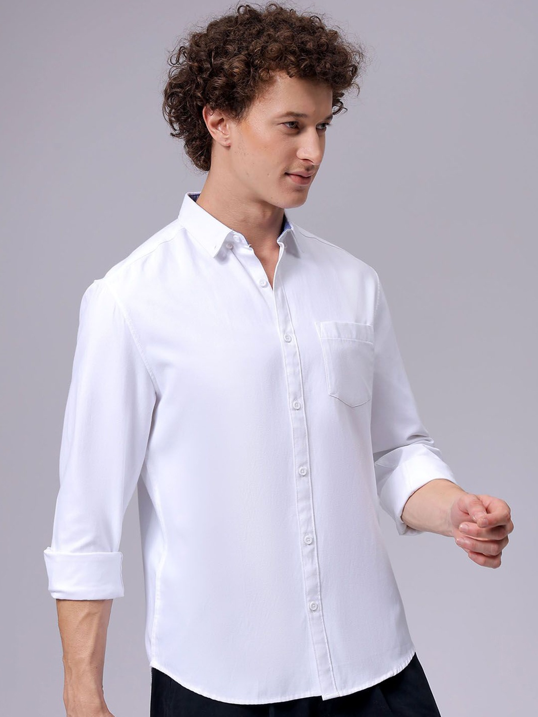 

The Indian Garage Co Men Slim Fit Solid Spread Collar Casual Shirt, White