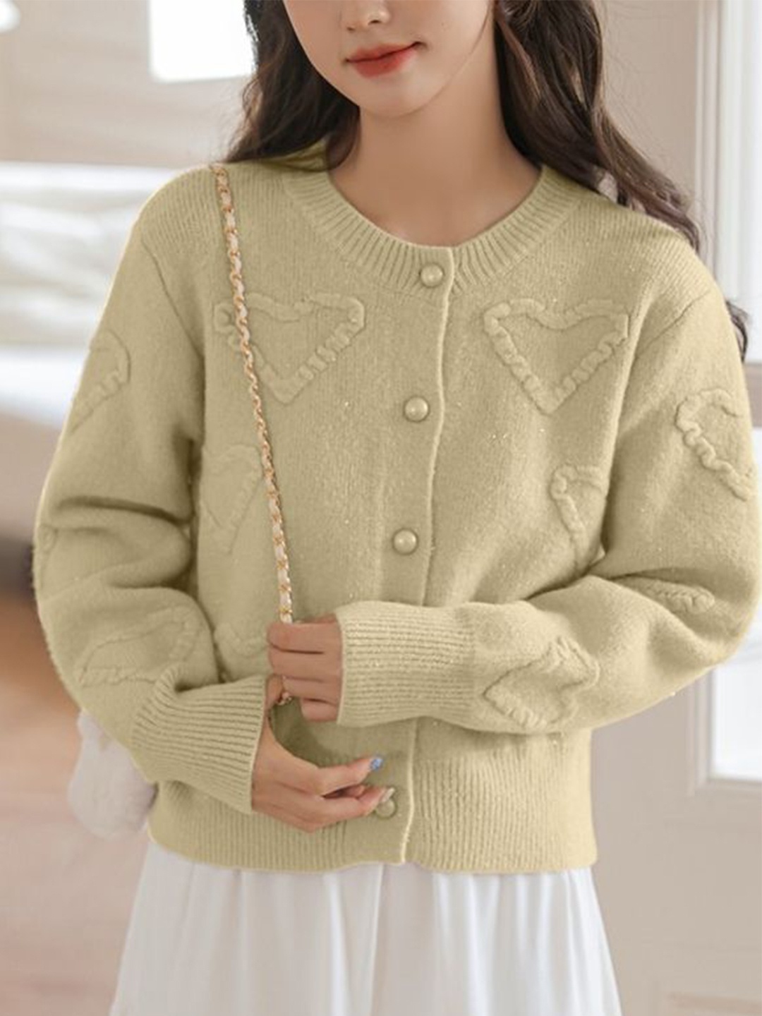 

LULU & SKY Women Self Design Cardigan Sweater, Yellow