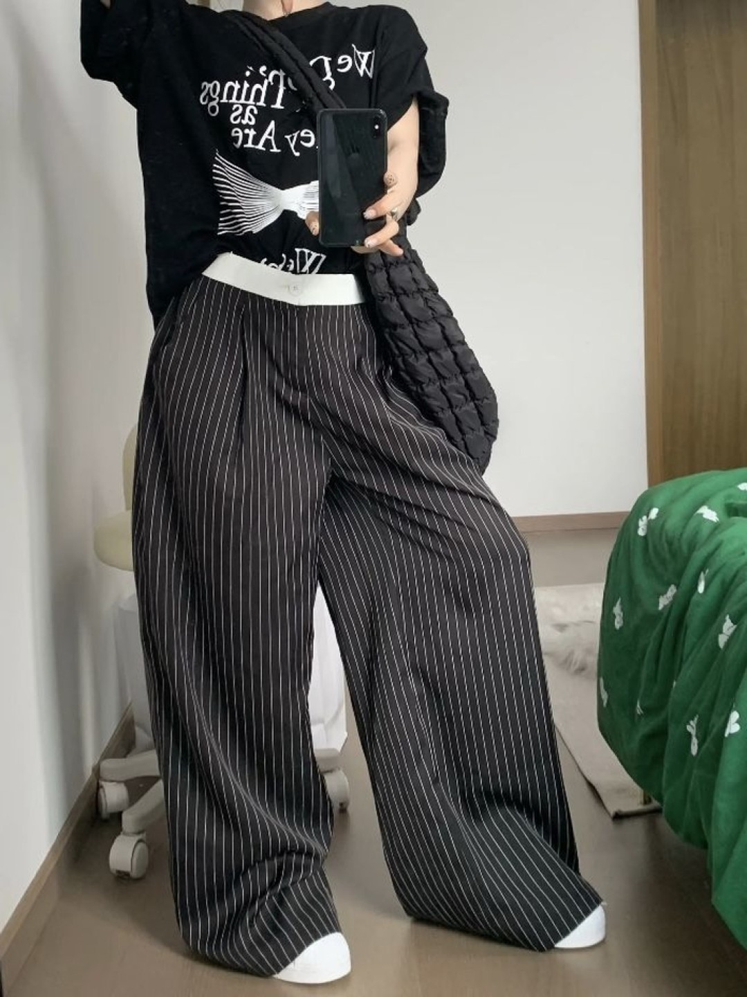 

LULU & SKY Women Pinstripe Wide Leg Pants, Black