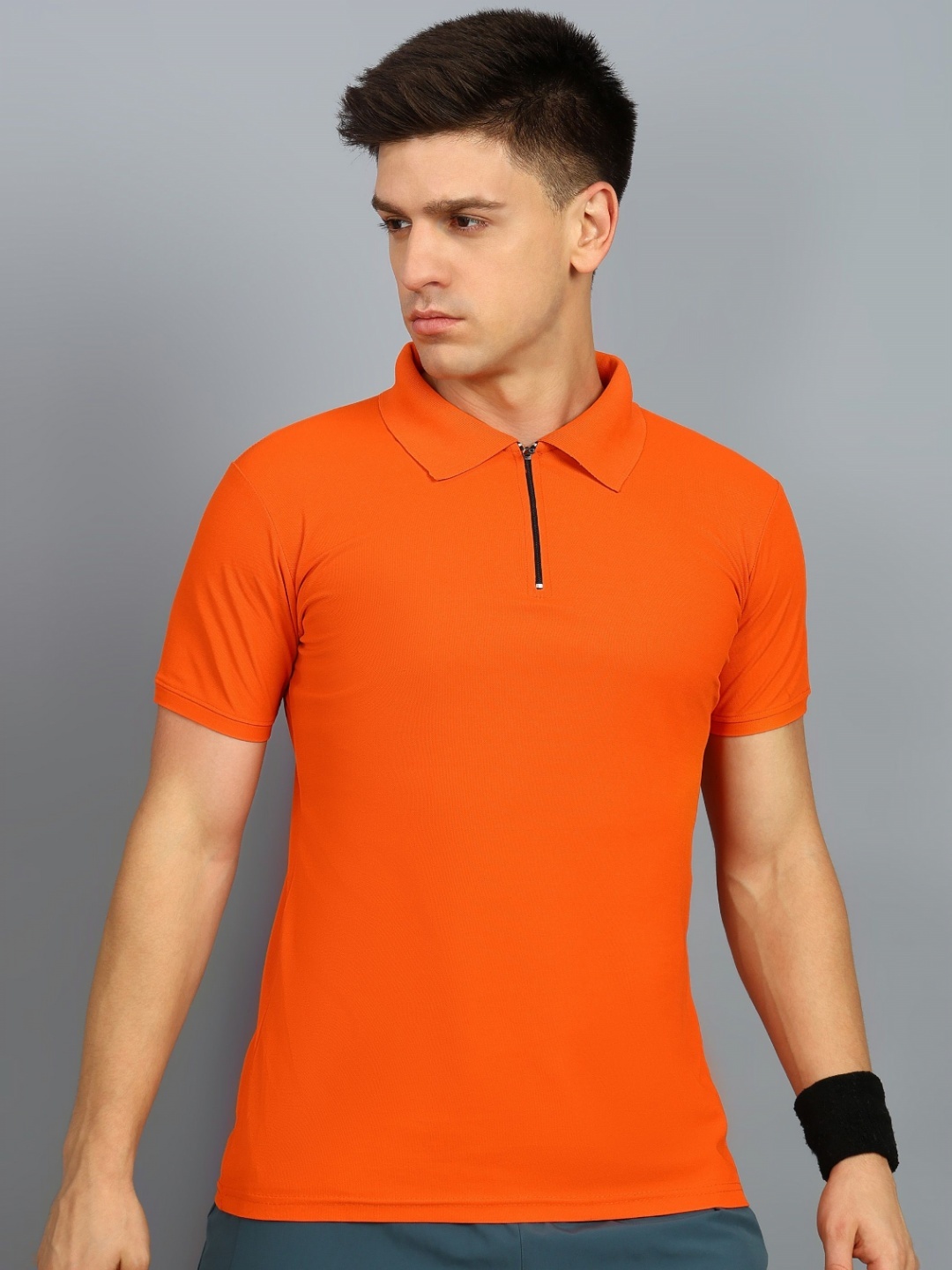 

DYRECTDEALS Men Solid Polo Collar T-shirt, Orange