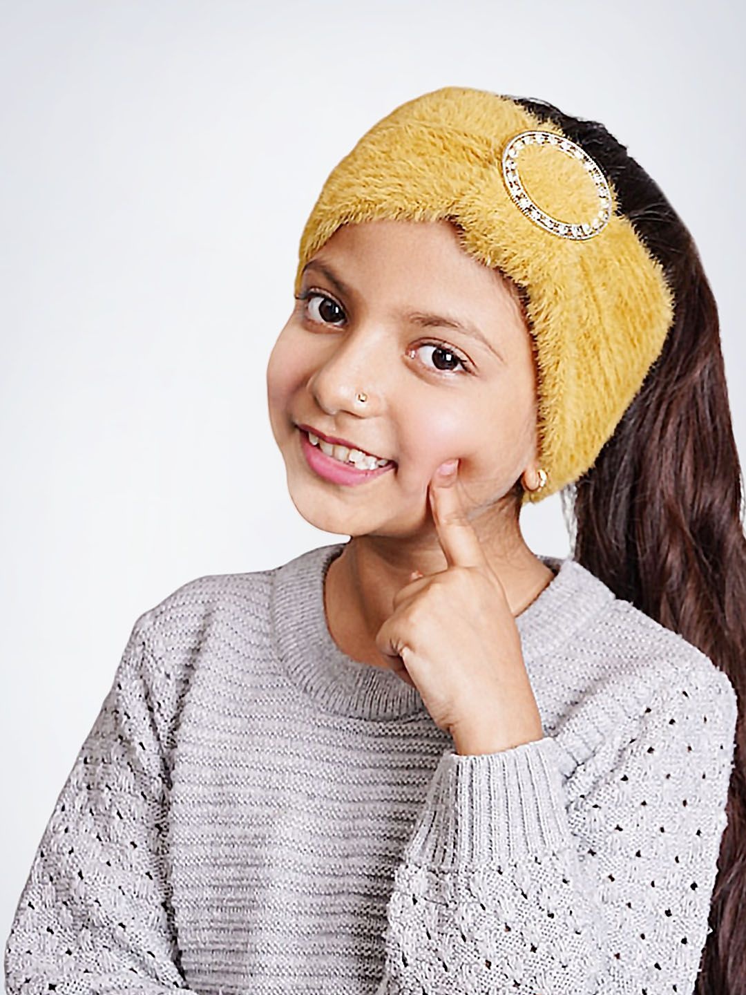 

Bharatasya Girls Woolen Knitted Headband, Yellow