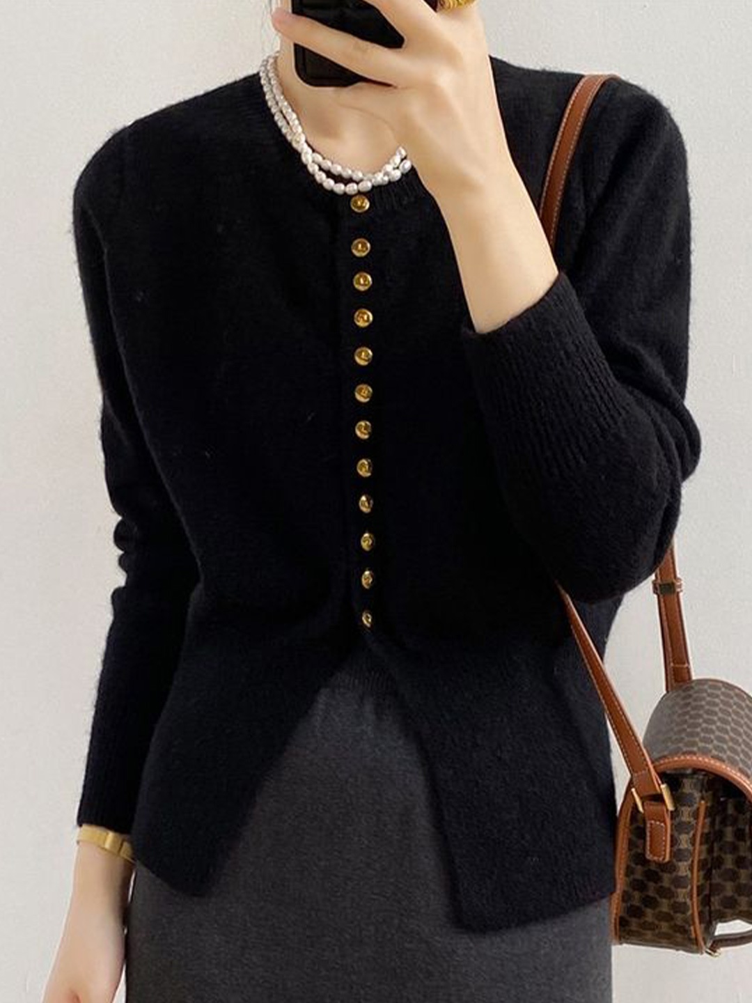 

LULU & SKY Women Knitted Cardigan, Black