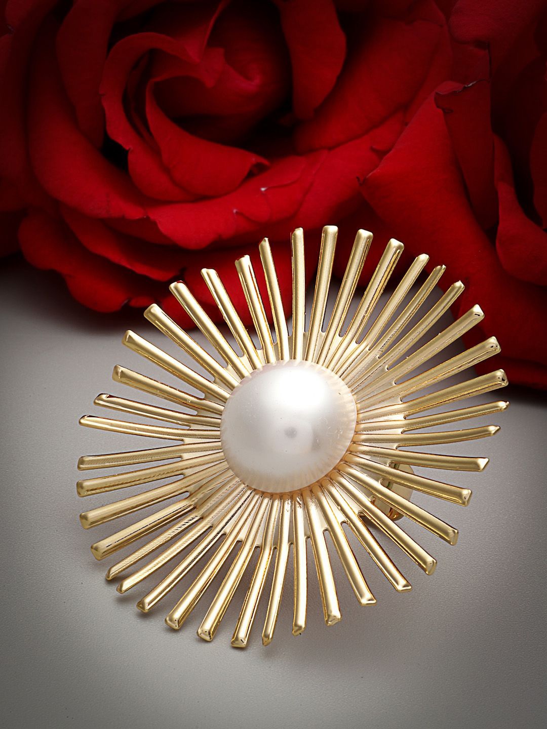 

VOGUE PANASH 18KT Gold Plated Pearl Tarnish-Free Waterproof Adjustable Finger Ring